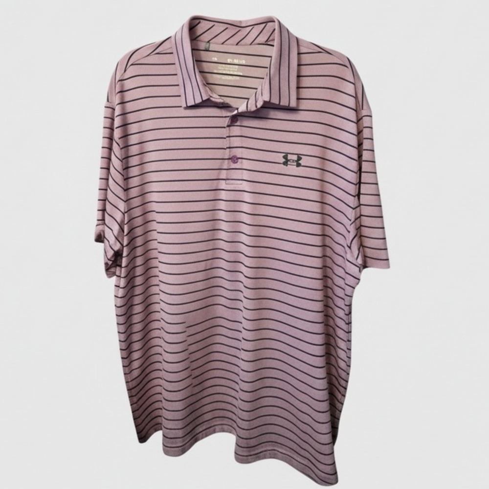 Under Armour XL The Playoff Polo Shirt Mens Pink Black Stripe Golf